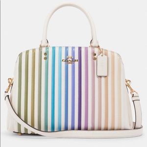 COACH Ombre Rainbow Quilted Stripe Lillie Carryall